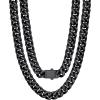 U7 Stainless Steel Chain Necklace for Men, Silver/Black/Gold Plated Cuban Link Chain, Thick Hip Hop Curb Chain Choker Jewelry 5/7/9/12mm 18-30 Inches for Mens Women(D. 12mm Black)