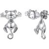 925 Silver Cute Pig/Panda Bear/Dog/Cat Earrings Stud Solid Sterling Jewelry ” Kiss me Hug Me” 3D Kitten Earring(01.(Hot!!!)Silver Cat)