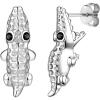 925 Silver Cute Pig/Panda Bear/Dog/Cat Earrings Stud Solid Sterling Jewelry ” Kiss me Hug Me” 3D Kitten Earring(04.Crocodile)