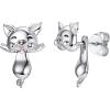 925 Silver Cute Pig/Panda Bear/Dog/Cat Earrings Stud Solid Sterling Jewelry ” Kiss me Hug Me” 3D Kitten Earring(04.Piggy)