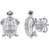 925 Silver Cute Pig/Panda Bear/Dog/Cat Earrings Stud Solid Sterling Jewelry ” Kiss me Hug Me” 3D Kitten Earring(05.Silver Turtle)