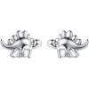 925 Silver Cute Pig/Panda Bear/Dog/Cat Earrings Stud Solid Sterling Jewelry ” Kiss me Hug Me” 3D Kitten Earring(09.Dinosaur)