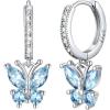 SILVERCUTE 925 Sterling Silver Butterfly Earrings – Hypoallergenic Birthstone Earrings for Women, Butterfly Dangle Earring,Dainty Birthday Gifts for Women/Her(03.March(Aquamarine))