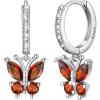 SILVERCUTE 925 Sterling Silver Butterfly Earrings – Hypoallergenic Birthstone Earrings for Women, Butterfly Dangle Earring,Dainty Birthday Gifts for Women/Her(07.July(Ruby))