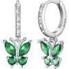 SILVERCUTE 925 Sterling Silver Butterfly Earrings – Hypoallergenic Birthstone Earrings for Women, Butterfly Dangle Earring,Dainty Birthday Gifts for Women/Her(05.May(Emerald))