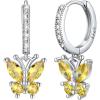 SILVERCUTE 925 Sterling Silver Butterfly Earrings – Hypoallergenic Birthstone Earrings for Women, Butterfly Dangle Earring,Dainty Birthday Gifts for Women/Her(11.November(Yellow Topaz))