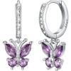 SILVERCUTE 925 Sterling Silver Butterfly Earrings – Hypoallergenic Birthstone Earrings for Women, Butterfly Dangle Earring,Dainty Birthday Gifts for Women/Her(06.June(Alexandrite))
