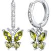 SILVERCUTE 925 Sterling Silver Butterfly Earrings – Hypoallergenic Birthstone Earrings for Women, Butterfly Dangle Earring,Dainty Birthday Gifts for Women/Her(08.August(Peridot))
