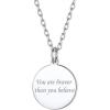 SILVERCUTE Custom Initial Disc Necklace 925 Sterling Silver Minimalist Personalized Circle/Heart Pendant Text Engravable with Name/Date/Locations Medal Necklaces for Men Women(A-Circle Disc(15mm))