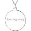 SILVERCUTE Custom Initial Disc Necklace 925 Sterling Silver Minimalist Personalized Circle/Heart Pendant Text Engravable with Name/Date/Locations Medal Necklaces for Men Women(A-Circle Disc(25mm))