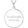 SILVERCUTE Custom Initial Disc Necklace 925 Sterling Silver Minimalist Personalized Circle/Heart Pendant Text Engravable with Name/Date/Locations Medal Necklaces for Men Women(A-Circle Disc(28mm))