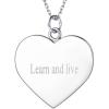 SILVERCUTE Custom Initial Disc Necklace 925 Sterling Silver Minimalist Personalized Circle/Heart Pendant Text Engravable with Name/Date/Locations Medal Necklaces for Men Women(B-Heart Disc(25mm))