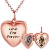SILVERCUTE Personalized & Engraved Locket Necklace with 18″ Chain -Angel Wings Locket, Custom Heart Locket Pendant that Holds Picture, Sterling Silver or Gold Plated(Rose Gold Heart)