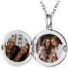 SILVERCUTE Personalized & Engraved Locket Necklace with 18″ Chain -Angel Wings Locket, Custom Heart Locket Pendant that Holds Picture, Sterling Silver or Gold Plated(H-Sterling Silver Round Locket+2 photos+text)