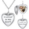 SILVERCUTE Personalized & Engraved Locket Necklace with 18″ Chain -Angel Wings Locket, Custom Heart Locket Pendant that Holds Picture, Sterling Silver or Gold Plated(F-Sterling Silver Forever in my heart+photo+text)