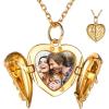 SILVERCUTE Personalized & Engraved Locket Necklace with 18″ Chain -Angel Wings Locket, Custom Heart Locket Pendant that Holds Picture, Sterling Silver or Gold Plated(B-Gold Plated Angel Wing(16mm))