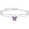 SILVERCUTE Silver Anklets for Women Cute Butterfly Jewelry 925 Sterling Silver Anklets Waterproof Summer Beach Foot Bracelet January to December Birthstone Anklet 22-27cm(06.June (Alexandrite)-Layered)