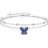 SILVERCUTE Silver Anklets for Women Cute Butterfly Jewelry 925 Sterling Silver Anklets Waterproof Summer Beach Foot Bracelet January to December Birthstone Anklet 22-27cm(09.September (Sapphire)-Layered)