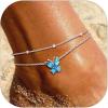 SILVERCUTE Silver Anklets for Women Cute Butterfly Jewelry 925 Sterling Silver Anklets Waterproof Summer Beach Foot Bracelet January to December Birthstone Anklet 22-27cm(12.December (Blue Topaz)-Layered)
