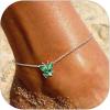 SILVERCUTE Silver Anklets for Women Cute Butterfly Jewelry 925 Sterling Silver Anklets Waterproof Summer Beach Foot Bracelet January to December Birthstone Anklet 22-27cm(05.May (Emerald Geen))