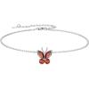 SILVERCUTE Silver Anklets for Women Cute Butterfly Jewelry 925 Sterling Silver Anklets Waterproof Summer Beach Foot Bracelet January to December Birthstone Anklet 22-27cm(07.July (Ruby))