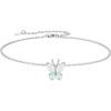 SILVERCUTE Silver Anklets for Women Cute Butterfly Jewelry 925 Sterling Silver Anklets Waterproof Summer Beach Foot Bracelet January to December Birthstone Anklet 22-27cm(10.Opal)