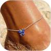 SILVERCUTE Silver Anklets for Women Cute Butterfly Jewelry 925 Sterling Silver Anklets Waterproof Summer Beach Foot Bracelet January to December Birthstone Anklet 22-27cm(09.September (Sapphire))