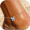 SILVERCUTE Silver Anklets for Women Cute Butterfly Jewelry 925 Sterling Silver Anklets Waterproof Summer Beach Foot Bracelet January to December Birthstone Anklet 22-27cm(03.March (Aquamarine))