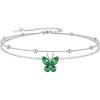 SILVERCUTE Silver Anklets for Women Cute Butterfly Jewelry 925 Sterling Silver Anklets Waterproof Summer Beach Foot Bracelet January to December Birthstone Anklet 22-27cm(05.May (Emerald Geen)-Layered)