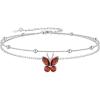 SILVERCUTE Silver Anklets for Women Cute Butterfly Jewelry 925 Sterling Silver Anklets Waterproof Summer Beach Foot Bracelet January to December Birthstone Anklet 22-27cm(07.July (Ruby)-Layered)