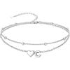 SILVERCUTE Silver Anklets for Women, Waterproof Initial Heart Ankle Bracelets Sterling Silver, Adjustable Layered Foot Jewelry Summer Beach Fashion with Personalized Name Design, Gift Package(C)