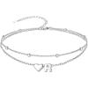 SILVERCUTE Silver Anklets for Women, Waterproof Initial Heart Ankle Bracelets Sterling Silver, Adjustable Layered Foot Jewelry Summer Beach Fashion with Personalized Name Design, Gift Package(R)