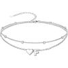 SILVERCUTE Silver Anklets for Women, Waterproof Initial Heart Ankle Bracelets Sterling Silver, Adjustable Layered Foot Jewelry Summer Beach Fashion with Personalized Name Design, Gift Package(F)