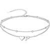 SILVERCUTE Silver Anklets for Women, Waterproof Initial Heart Ankle Bracelets Sterling Silver, Adjustable Layered Foot Jewelry Summer Beach Fashion with Personalized Name Design, Gift Package(P)