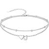 SILVERCUTE Silver Anklets for Women, Waterproof Initial Heart Ankle Bracelets Sterling Silver, Adjustable Layered Foot Jewelry Summer Beach Fashion with Personalized Name Design, Gift Package(J)