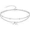 SILVERCUTE Silver Anklets for Women, Waterproof Initial Heart Ankle Bracelets Sterling Silver, Adjustable Layered Foot Jewelry Summer Beach Fashion with Personalized Name Design, Gift Package(K)