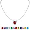 SILVERCUTE Sterling Silver Birthstone Necklace for Women,Dainty Silver Pendant Necklace with Round Cubic Zirconia,16″-18″(01.January-Garnet(Cat))
