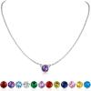 SILVERCUTE Sterling Silver Birthstone Necklace for Women,Dainty Silver Pendant Necklace with Round Cubic Zirconia,16″-18″(02.February-Amethyst)