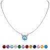SILVERCUTE Sterling Silver Birthstone Necklace for Women,Dainty Silver Pendant Necklace with Round Cubic Zirconia,16″-18″(03.March-Aquamarine(Cat))