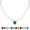 SILVERCUTE Sterling Silver Birthstone Necklace for Women,Dainty Silver Pendant Necklace with Round Cubic Zirconia,16″-18″(05.May-Emerald(Cat))