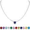 SILVERCUTE Sterling Silver Birthstone Necklace for Women,Dainty Silver Pendant Necklace with Round Cubic Zirconia,16″-18″(09.September-Sapphire)