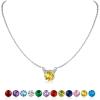 SILVERCUTE Sterling Silver Birthstone Necklace for Women,Dainty Silver Pendant Necklace with Round Cubic Zirconia,16″-18″(11.November-Citrine(Cat))
