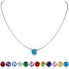 SILVERCUTE Sterling Silver Birthstone Necklace for Women,Dainty Silver Pendant Necklace with Round Cubic Zirconia,16″-18″(12.December-Blue Topaz)