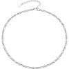 U7 14 Inch Choker Necklace Solid Sterling Silver 3mm Figaro Chain for Women