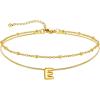 U7 14K Gold Initial Ankle Bracelets for Women Waterproof,Layered Gold Letter Anklets No Tainish,Summer Beach Foot Jewelry(E)