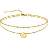 U7 14K Gold Initial Ankle Bracelets for Women Waterproof,Layered Gold Letter Anklets No Tainish,Summer Beach Foot Jewelry(O)