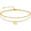 U7 14K Gold Initial Ankle Bracelets for Women Waterproof,Layered Gold Letter Anklets No Tainish,Summer Beach Foot Jewelry(Q)