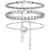 imageU7 2Pcs3Pcs Ankle Bracelets for Women Stainless Steel Cuban LinkFigaroRopeHeart Chain Anklets SetsWaterproof Layered Anklets Adjustable 85quot105quot04 3Pcs Style BStainless Steel