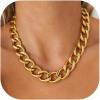 U7 Chunky Cuban Link Chain for Women, Stainless Steel Chain Necklace, Dainty 14K Gold/Silver Thick Trendy Punk Hip Hop Cuban Chain, 12mm/16mm/20mm(20mm-Gold)