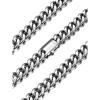 U7 Cuban Link Chain Necklace for Men, Stainless Steel/Black/Gold Mens Necklaces, Chunky Curb Chain Necklace in 6/9/12mm Width 18-30 Inches, Thick Choker Jewelry with Box Packed(a. 12mm Steel)